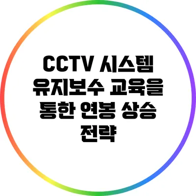 CCTV 시스템 유지보수 교육을 통한 연봉 상승 전략