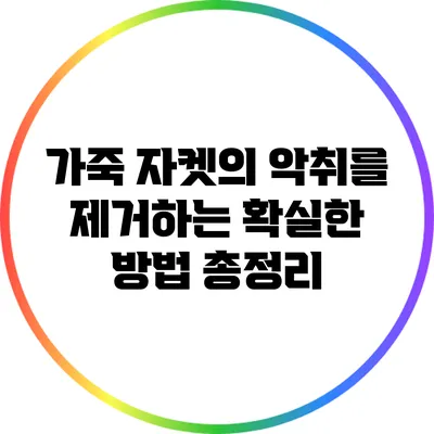 가죽 자켓의 악취를 제거하는 확실한 방법 총정리