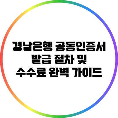 경남은행 공동인증서 발급 절차 및 수수료 완벽 가이드