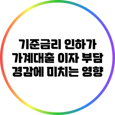 기준금리 인하가 가계대출 이자 부담 경감에 미치는 영향