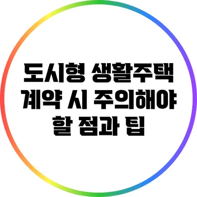 도시형 생활주택 계약 시 주의해야 할 점과 팁