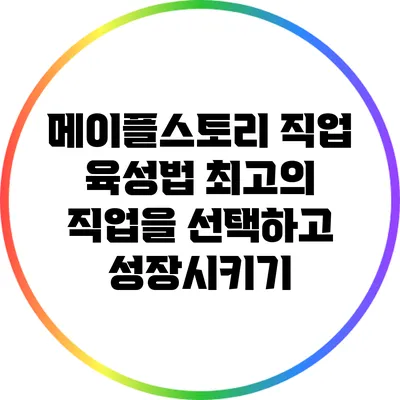 메이플스토리 직업 육성법: 최고의 직업을 선택하고 성장시키기