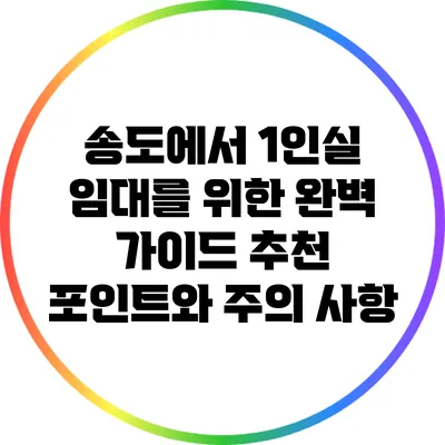 송도에서 1인실 임대를 위한 완벽 가이드: 추천 포인트와 주의 사항