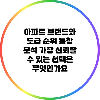 아파트 브랜드와 도급 순위 통합 분석: 가장 신뢰할 수 있는 선택은 무엇인가요?