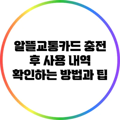 알뜰교통카드 충전 후 사용 내역 확인하는 방법과 팁