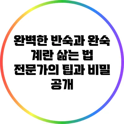 완벽한 반숙과 완숙 계란 삶는 법: 전문가의 팁과 비밀 공개