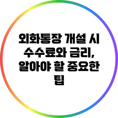 외화통장 개설 시 수수료와 금리, 알아야 할 중요한 팁