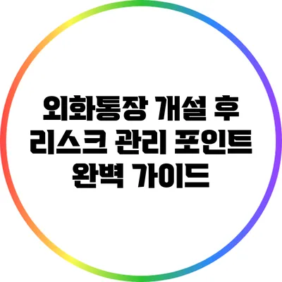 외화통장 개설 후 리스크 관리 포인트 완벽 가이드