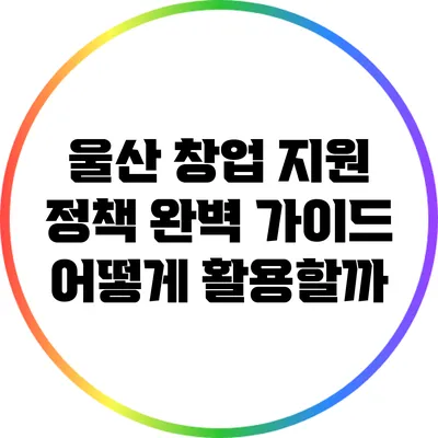 울산 창업 지원 정책 완벽 가이드: 어떻게 활용할까?