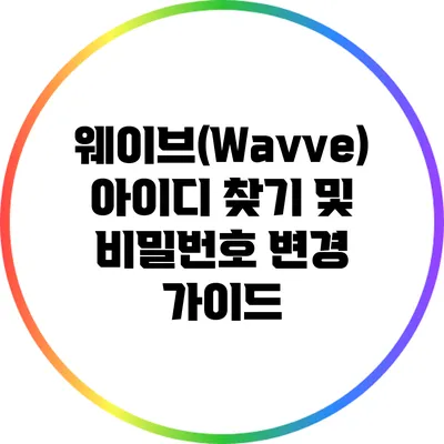 웨이브(Wavve) 아이디 찾기 및 비밀번호 변경 가이드