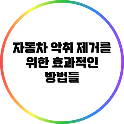 자동차 악취 제거를 위한 효과적인 방법들