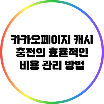 카카오페이지 캐시 충전의 효율적인 비용 관리 방법