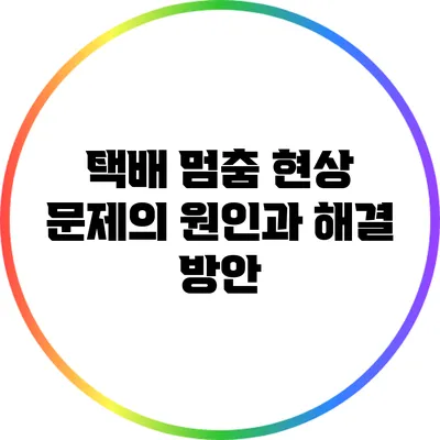 택배 멈춤 현상: 문제의 원인과 해결 방안