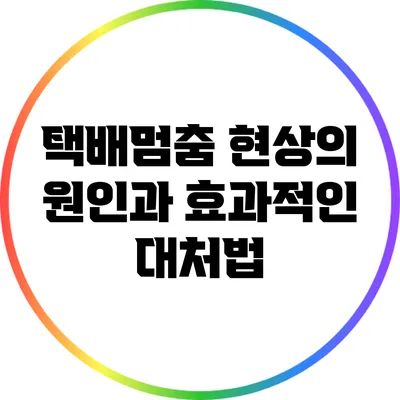 택배멈춤 현상의 원인과 효과적인 대처법
