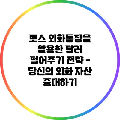 토스 외화통장을 활용한 달러 털어주기 전략 - 당신의 외화 자산 증대하기