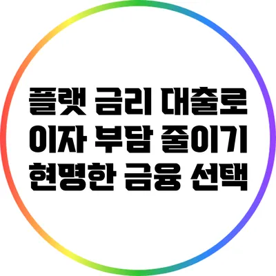 플랫 금리 대출로 이자 부담 줄이기: 현명한 금융 선택