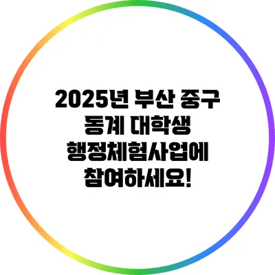 2025년 부산 중구 동계 대학생 행정체험사업에 참여하세요!