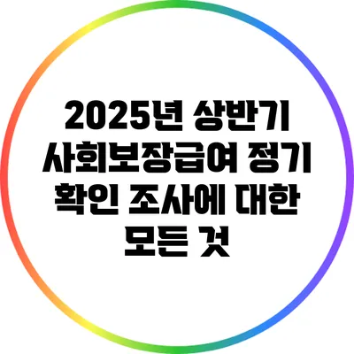 2025년 상반기 사회보장급여 정기 확인 조사에 대한 모든 것
