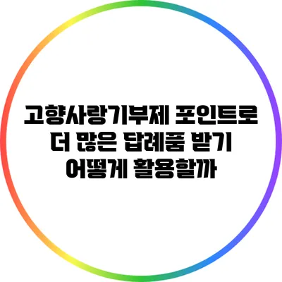 고향사랑기부제 포인트로 더 많은 답례품 받기: 어떻게 활용할까?