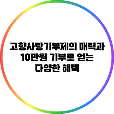 고향사랑기부제의 매력과 10만원 기부로 얻는 다양한 혜택