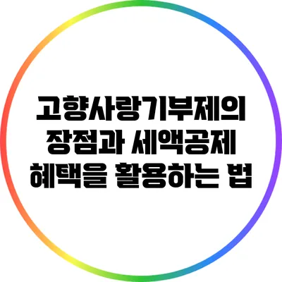 고향사랑기부제의 장점과 세액공제 혜택을 활용하는 법