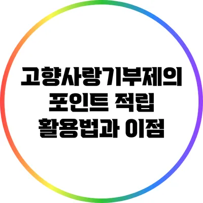 고향사랑기부제의 포인트 적립 활용법과 이점
