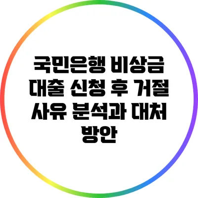 국민은행 비상금 대출 신청 후 거절 사유 분석과 대처 방안