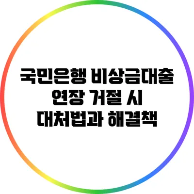 국민은행 비상금대출 연장 거절 시 대처법과 해결책