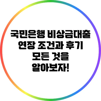 국민은행 비상금대출 연장 조건과 후기: 모든 것을 알아보자!