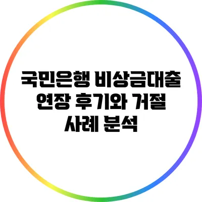 국민은행 비상금대출 연장 후기와 거절 사례 분석