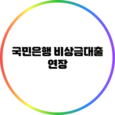 국민은행 비상금대출 연장