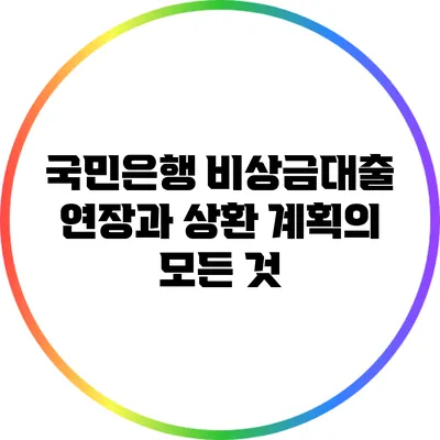 국민은행 비상금대출 연장과 상환 계획의 모든 것