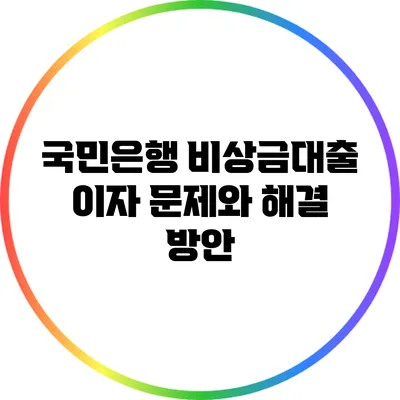 국민은행 비상금대출 이자 문제와 해결 방안