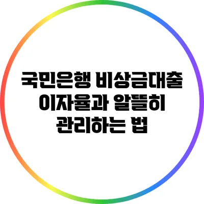 국민은행 비상금대출 이자율과 알뜰히 관리하는 법