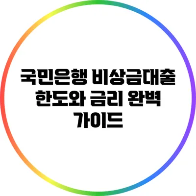 국민은행 비상금대출: 한도와 금리 완벽 가이드