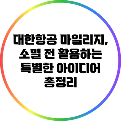 대한항공 마일리지, 소멸 전 활용하는 특별한 아이디어 총정리