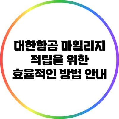 대한항공 마일리지 적립을 위한 효율적인 방법 안내