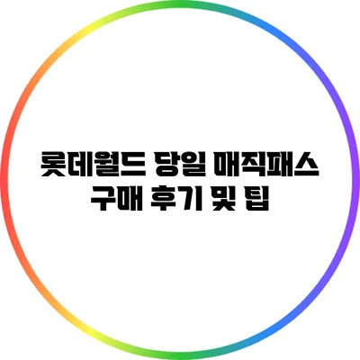 롯데월드 당일 매직패스 구매 후기 및 팁