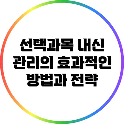 선택과목 내신 관리의 효과적인 방법과 전략