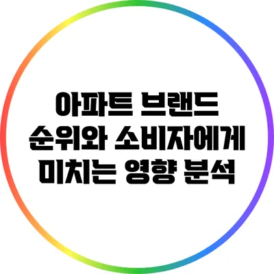 아파트 브랜드 순위와 소비자에게 미치는 영향 분석