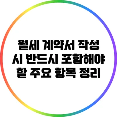 월세 계약서 작성 시 반드시 포함해야 할 주요 항목 정리