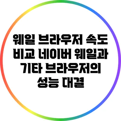 웨일 브라우저 속도 비교: 네이버 웨일과 기타 브라우저의 성능 대결