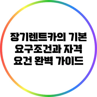 장기렌트카의 기본 요구조건과 자격 요건 완벽 가이드