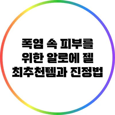 폭염 속 피부를 위한 알로에 젤 최추천템과 진정법