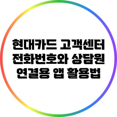 현대카드 고객센터 전화번호와 상담원 연결용 앱 활용법