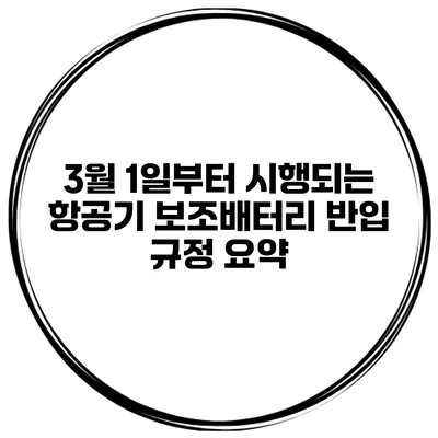 3월 1일부터 시행되는 항공기 보조배터리 반입 규정 요약
