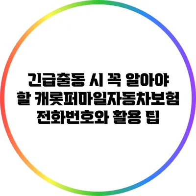 긴급출동 시 꼭 알아야 할 캐롯퍼마일자동차보험 전화번호와 활용 팁